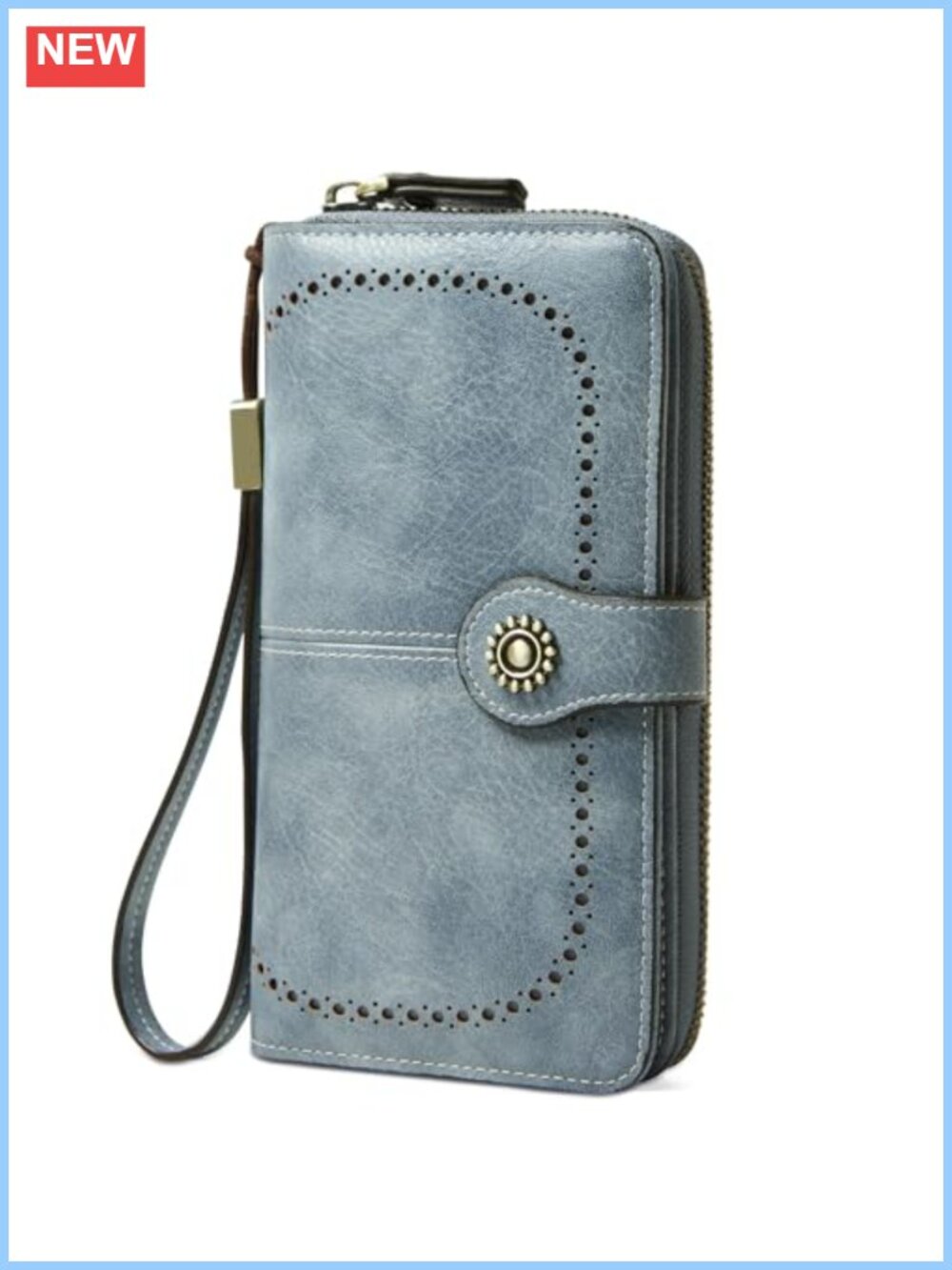 RFID Blocking Vegan Leather Wallet Large Capacity Wristlet